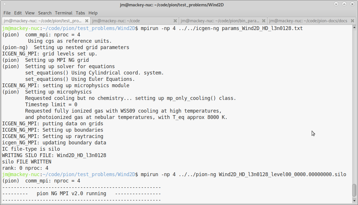 Stdout for setting up initial conditions